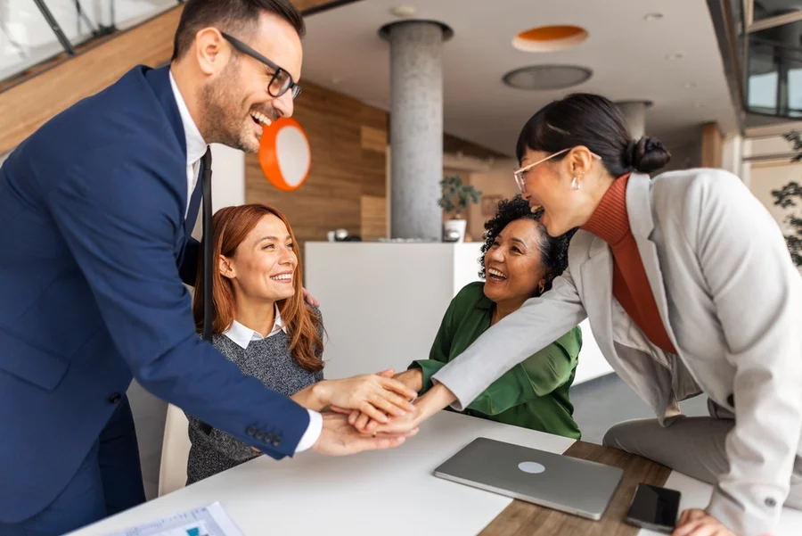 Financial advisors showing team work