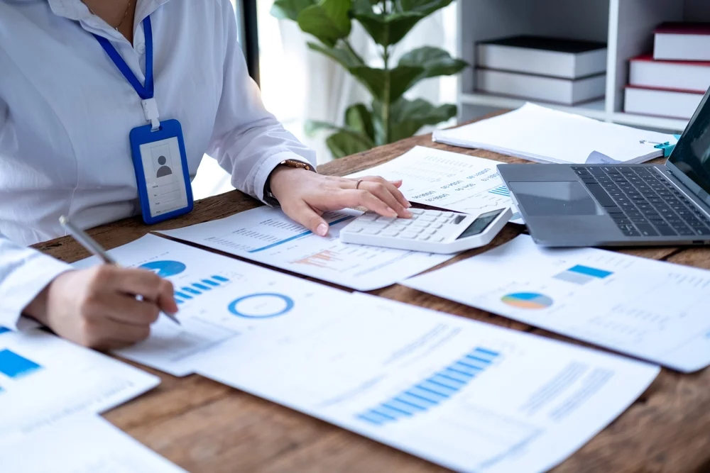 Financial advisor reviewing documents